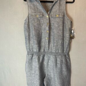 INC Indigo Gray Sleeveless Jumpsuit with Elastic Waist